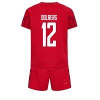 Camisa de time de futebol Dinamarca Kasper Dolberg #12 Replicas 1º Equipamento Infantil Mundo 2022 Manga Curta (+ Calças curtas)